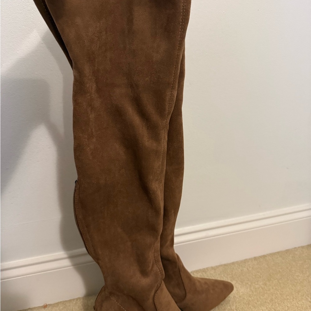 Brown Suede Over-the-Knee Boots